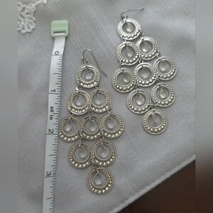 chicos dangle long silver and crystal earrings